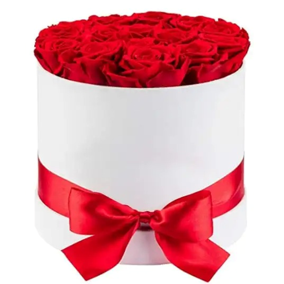 White Red Roses Box - 15-20 Red Roses