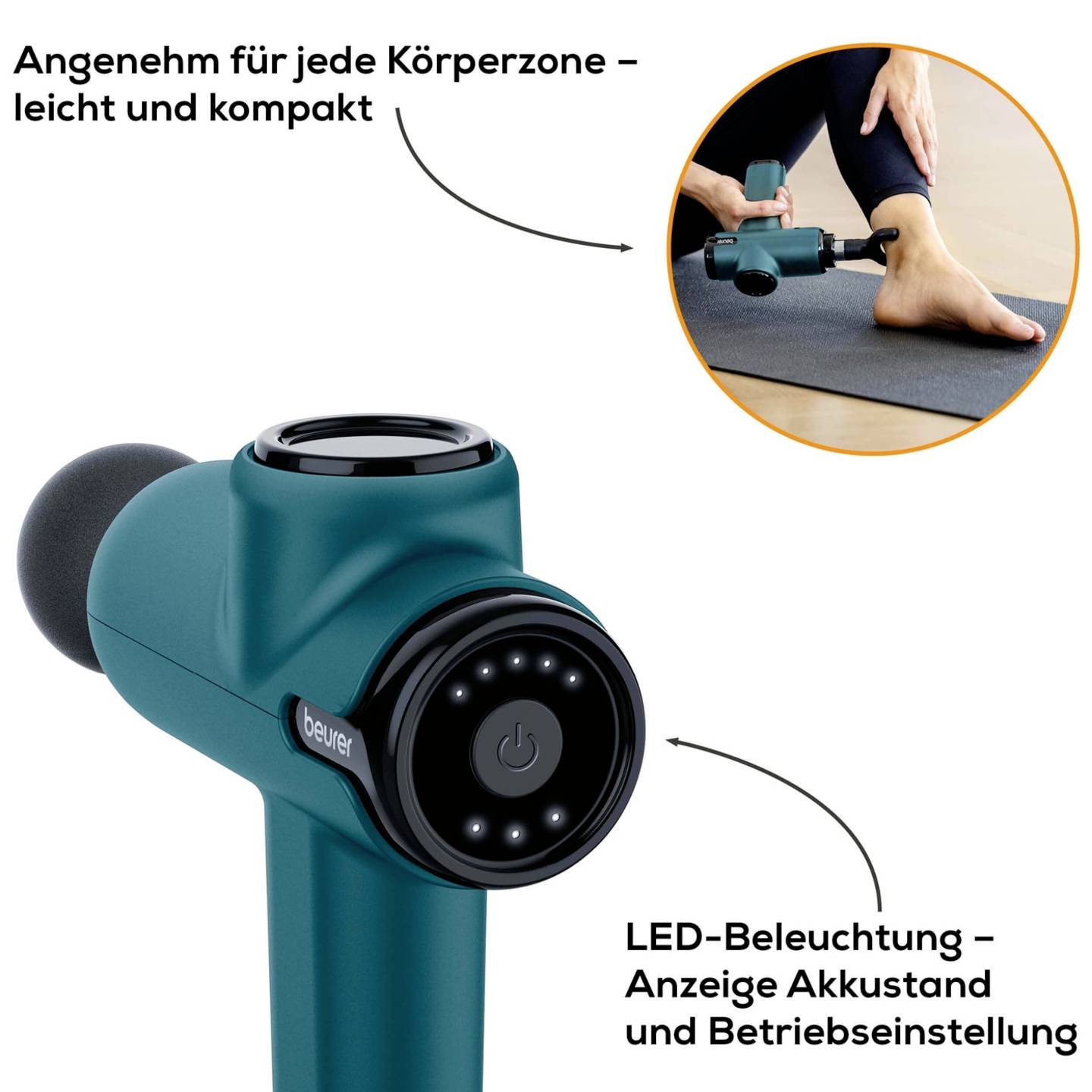 مسدس مساج Beurer MG99 مضغوط | 5 سرعات و4 رؤوس