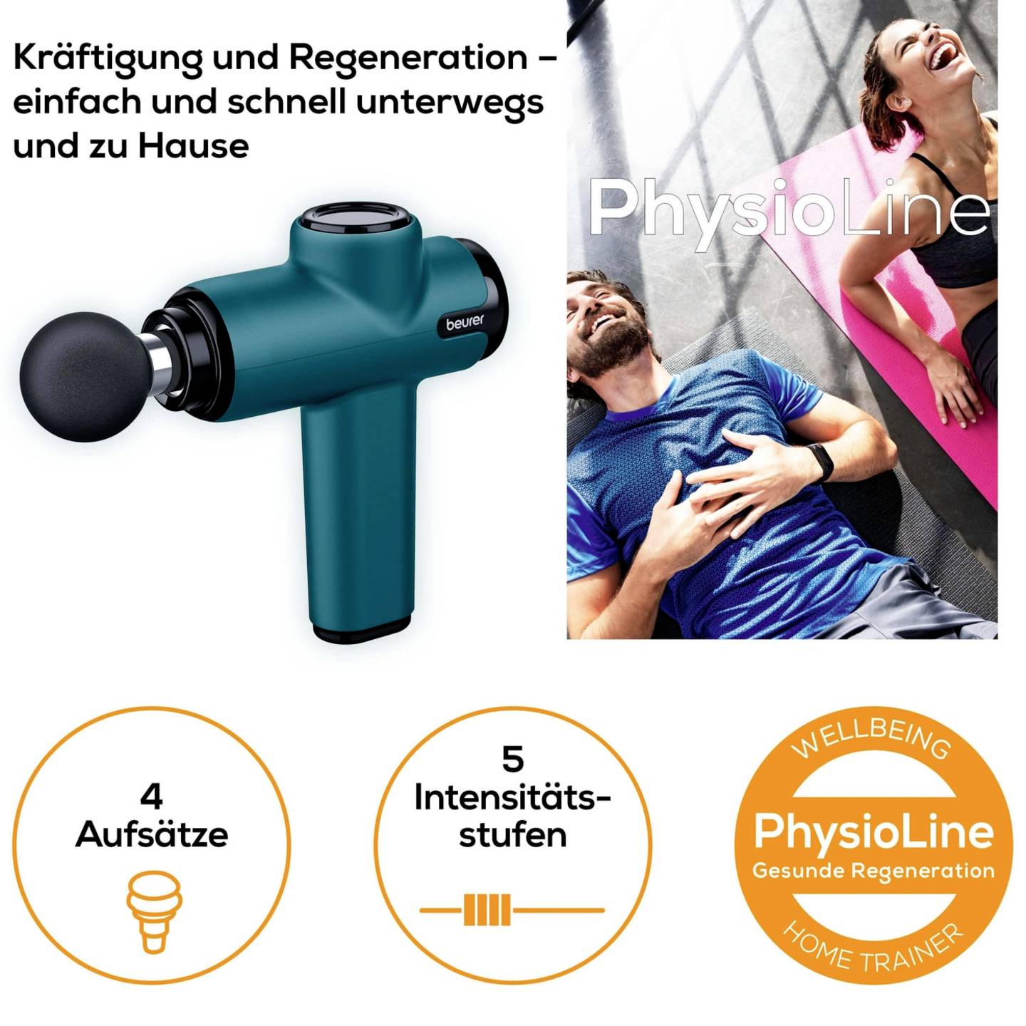 مسدس مساج Beurer MG99 مضغوط | 5 سرعات و4 رؤوس