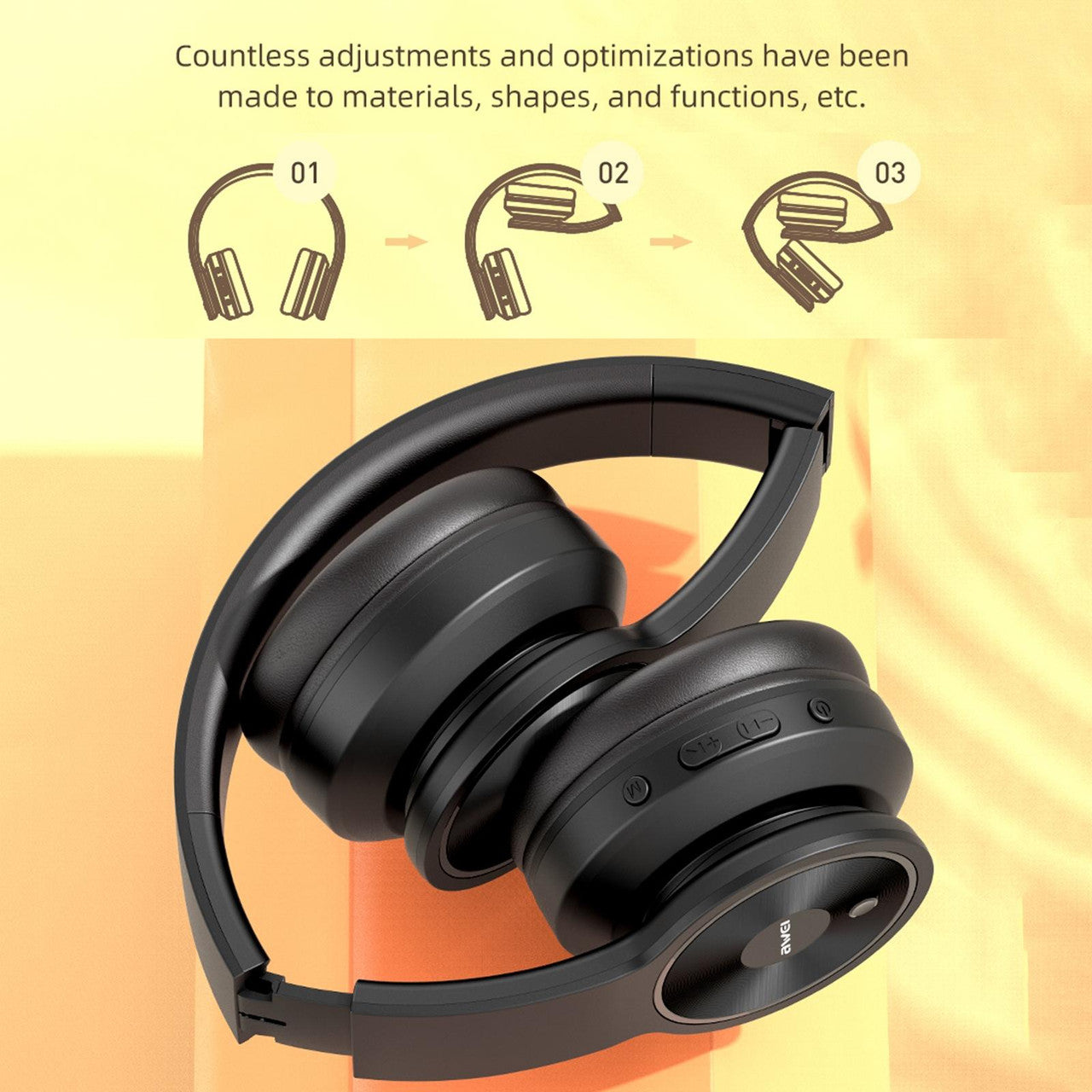 Awei Foldable Wireless Bluetooth Headphone - Black Awei Foldable Wireless Bluetooth Headphone - Black