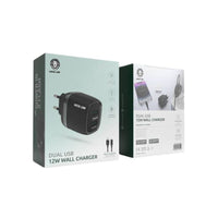 شاحن Green Lion جداري مزدوج 12 واط + كابل لايتنينج 1م 