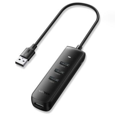 يوجرين USB Hub 4 منافذ بسرعة 5Gbps وكابل 0.25 متر - أسود