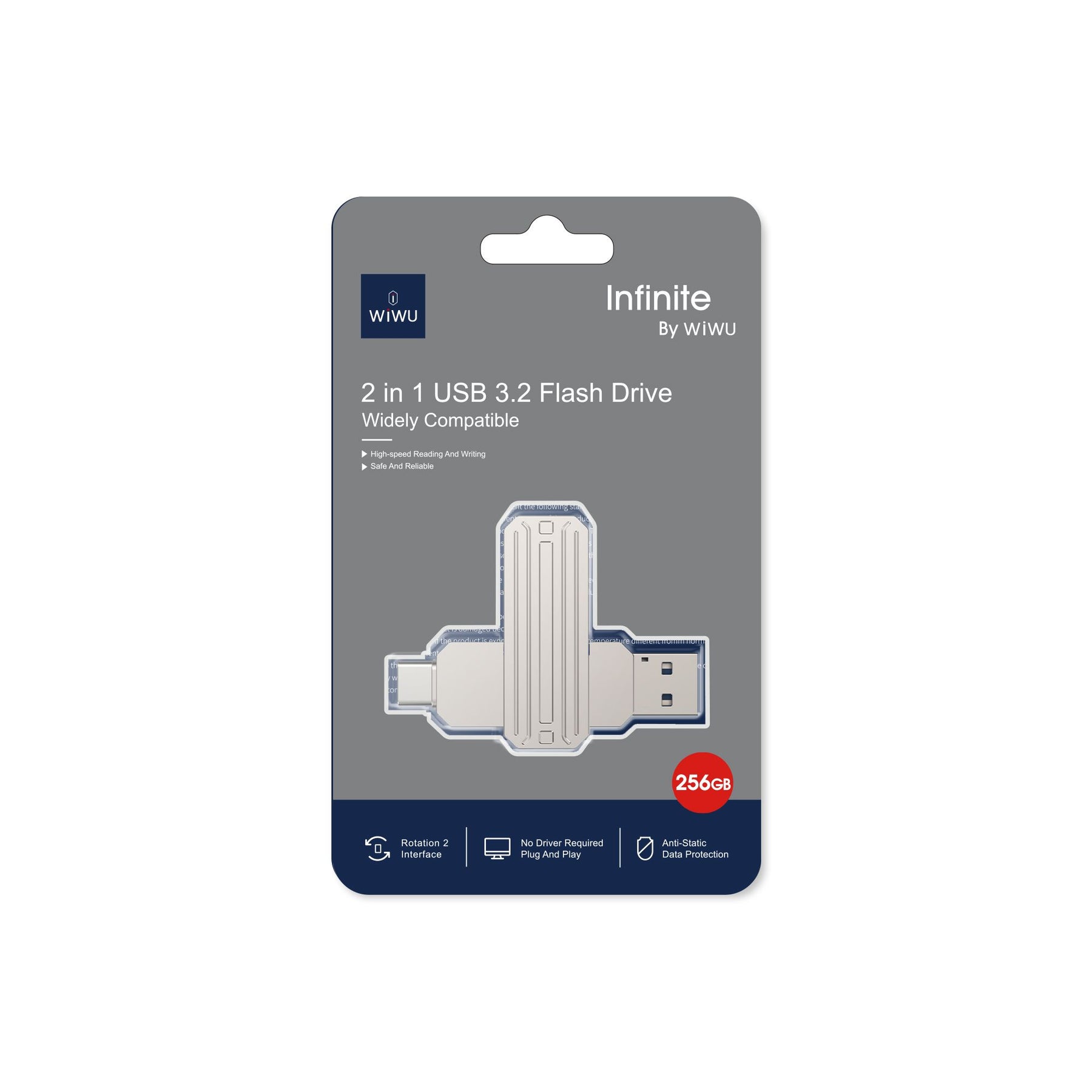 WIWU Infinite 2in1 USB3.2 Flash Drive 64GB Fast & Versatile - Silver WIWU Infinite 2in1 USB3.2 Flash Drive 64GB Fast & Versatile - Silver