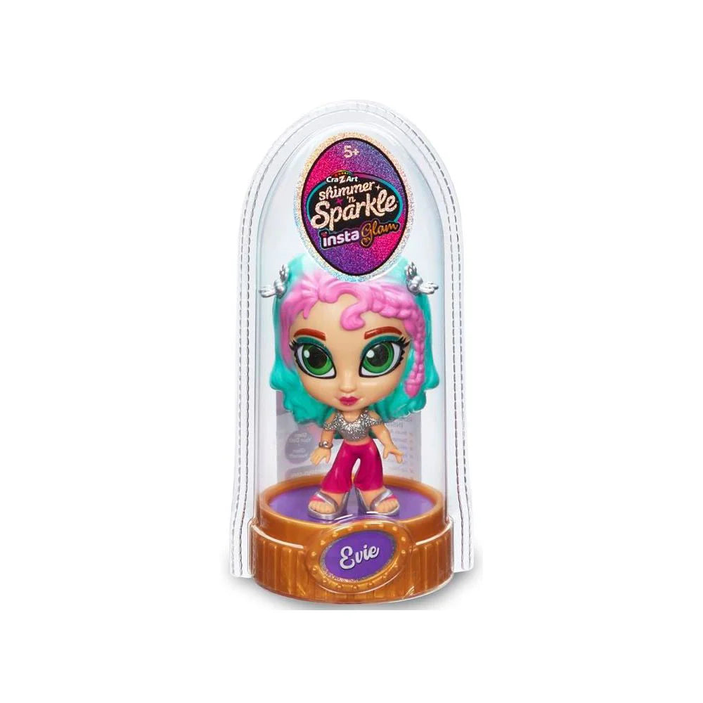 CraZArt Shimmer N Sparkle InstaGlam Make Up Doll – Evie | Fashion Doll with Real Makeup (07254)