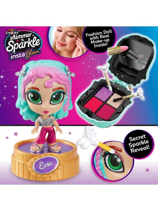 CraZArt Shimmer N Sparkle InstaGlam Make Up Doll – Evie | Fashion Doll with Real Makeup (07254)