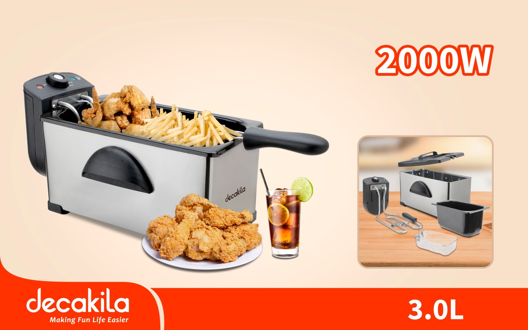 Decakela 3L Electric Deep Fryer (KEEC056M) Decakela 3L Electric Deep Fryer (KEEC056M)