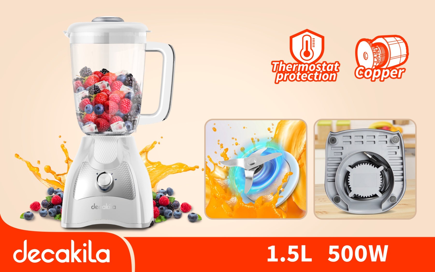 Dekakila Blender with 1.5L Shaver (KEJB043W) Dekakila Blender with 1.5L Shaver (KEJB043W)
