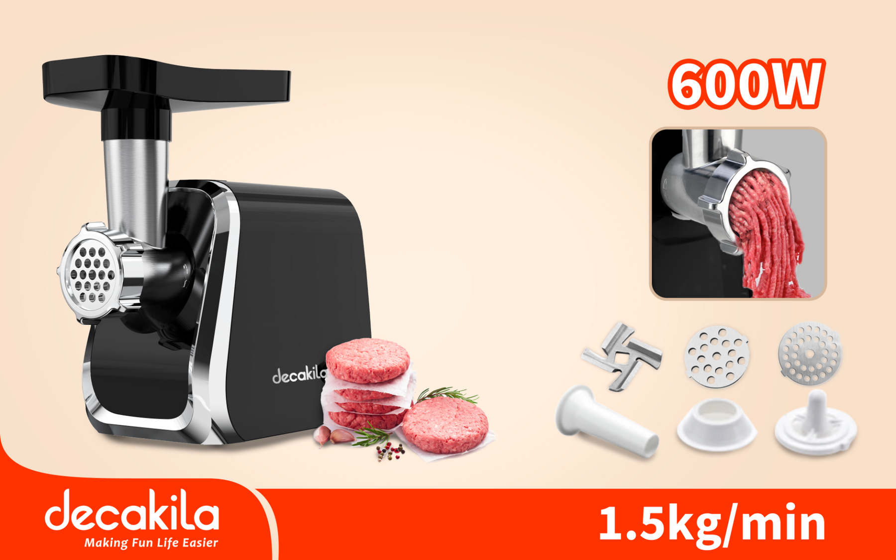 Dekakila 600W Meat Grinder (KEMG021B) Dekakila 600W Meat Grinder (KEMG021B)