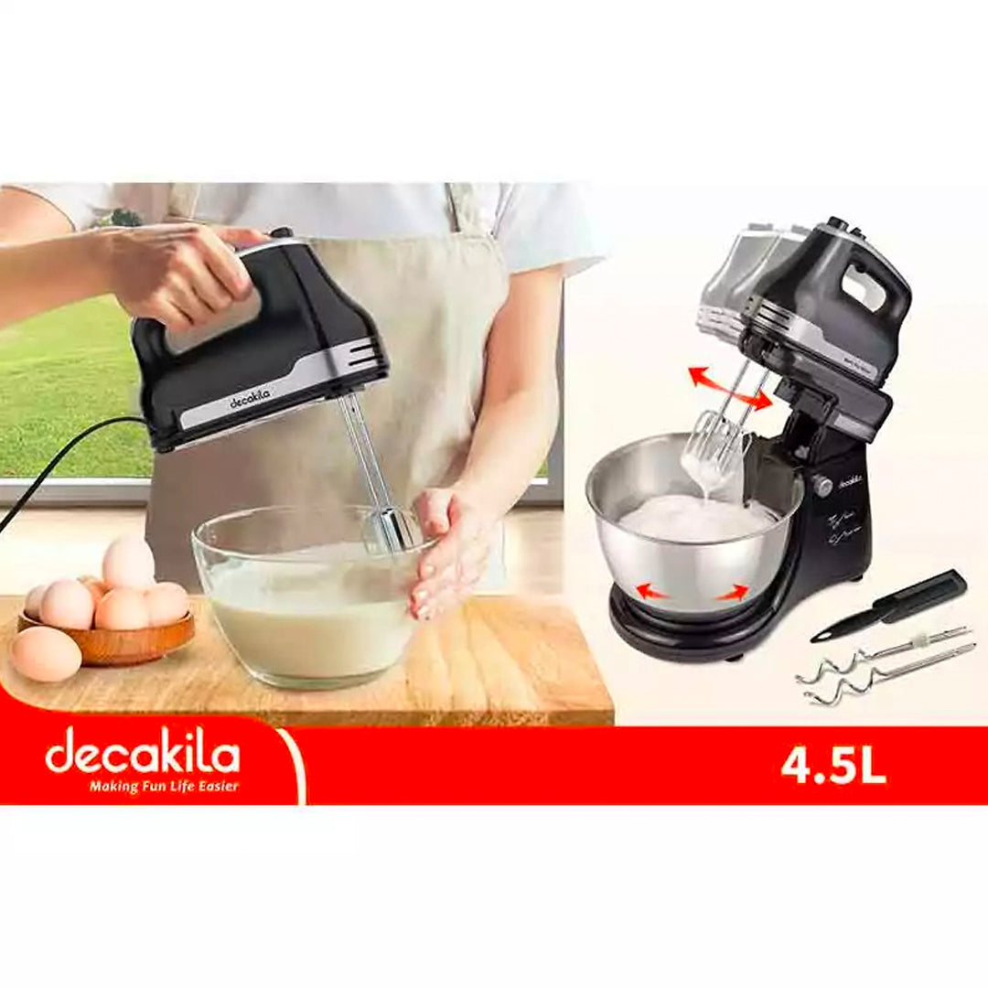 Decakila Hand Mixer 300W With 4.5L Stainless Steel Bowl (KEMX013B) Decakila Hand Mixer 300W With 4.5L Stainless Steel Bowl (KEMX013B)