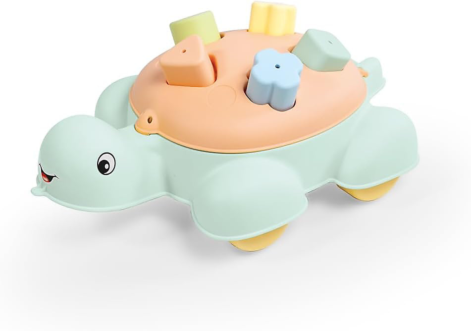 Dolu Turtle Shape Sorter – Pull-Along Learning Toy with 5 Geometric Pieces (New)