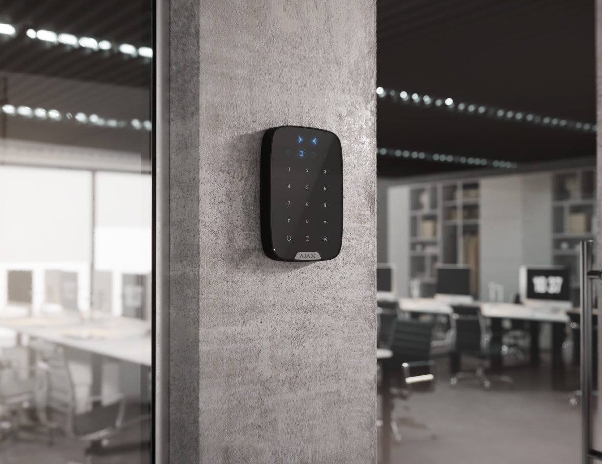 Ajax Keypad Plus Wireless touch keypad supporting encrypted contactless cards and key fobs Black