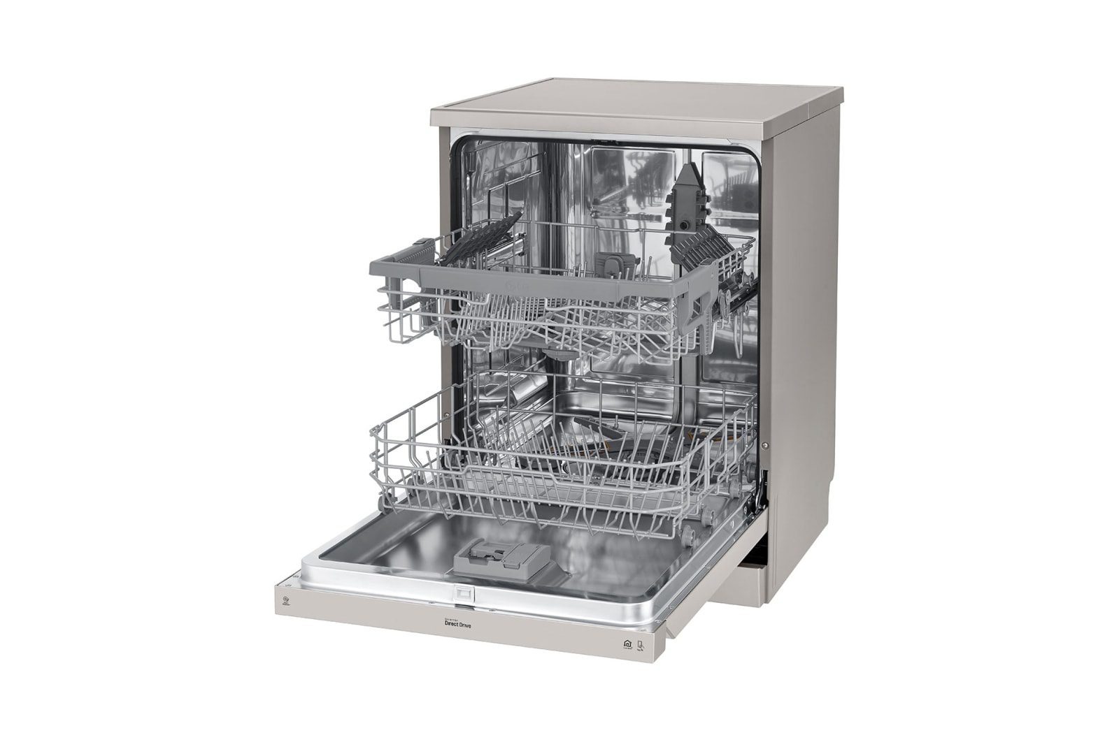 غسالة صحون إل جي ™QuadWash ، لون فضي بلاتيني، إعداد المكان 14، تقنية EasyRack™ Plus، محرك الدفع المباشر،  