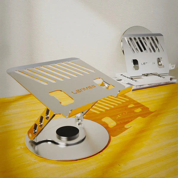 حامل لابتوب دوّار Lenyes CR190 – 360° قابل للطي (فضي)  