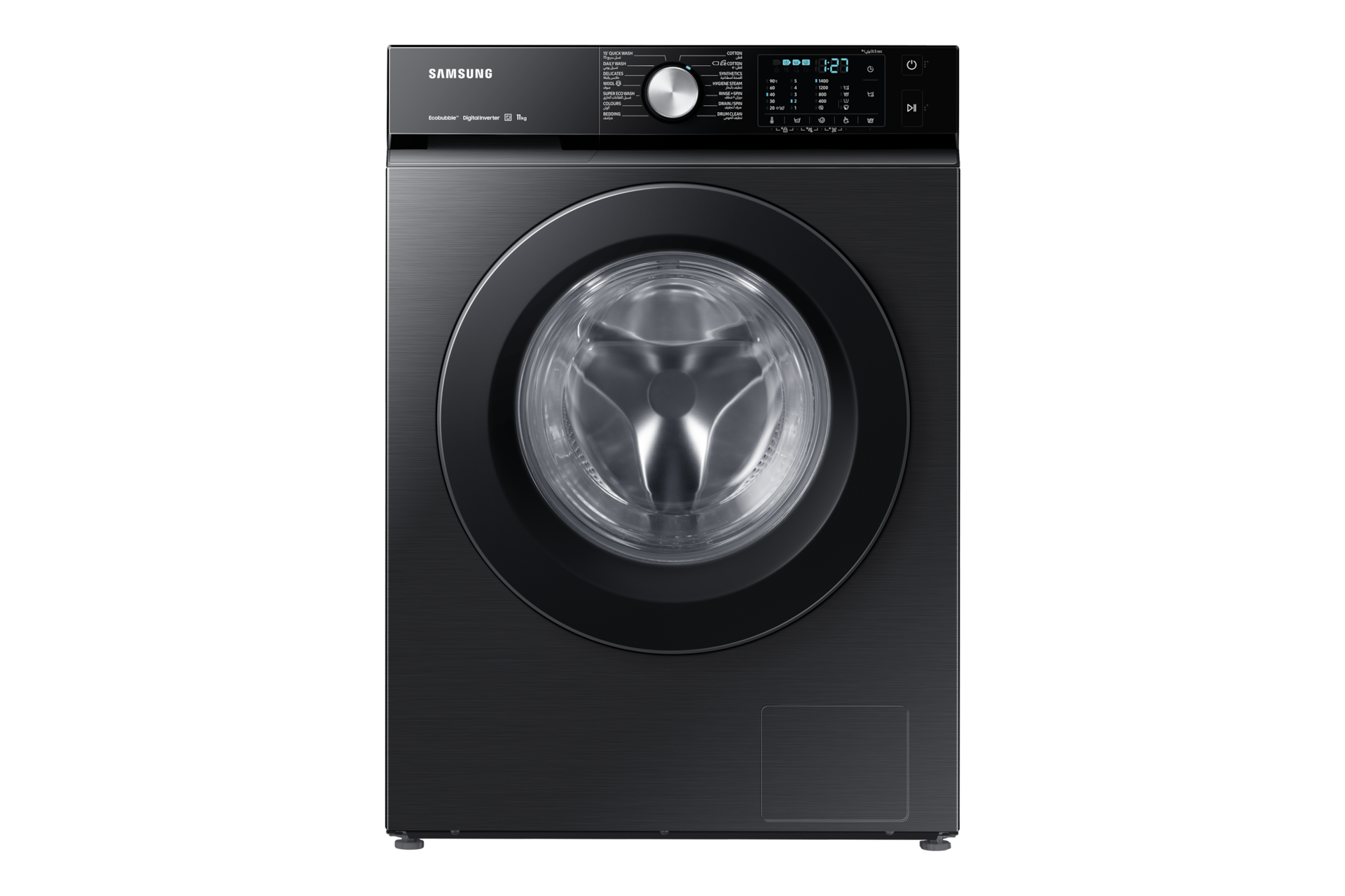 Samsung WW11B1A046ABFH Front Loading Washing Machine 11kg Black — Front View