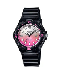 Casio LRW-200H-4E Analog Ladies Round Dial Black Resin Strap Date Quartz Watch