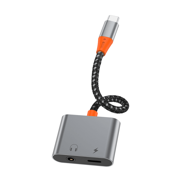 محول صوت WiWu LT10 Type-C إلى Type-C و3.5 مم - رمادي
