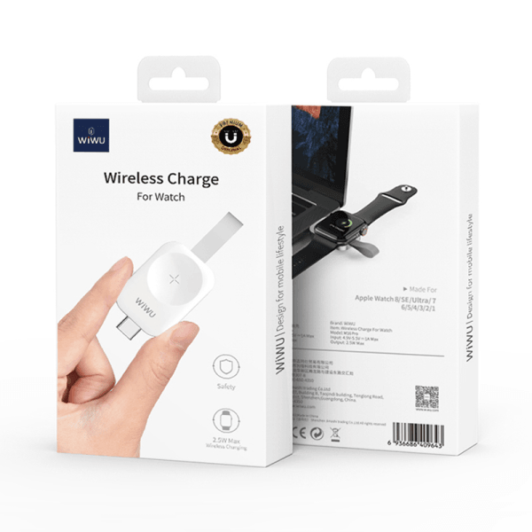 شاحن لاسلكي Wiwu M16 Pro لساعة Apple Watch - فضي