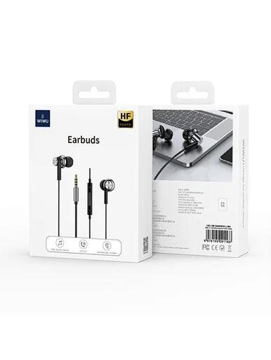 WiWU 3.5mm Audio Jack EB311 Stereo Earbuds Widely compatible 3.5mm Earphone with Microphone - Black