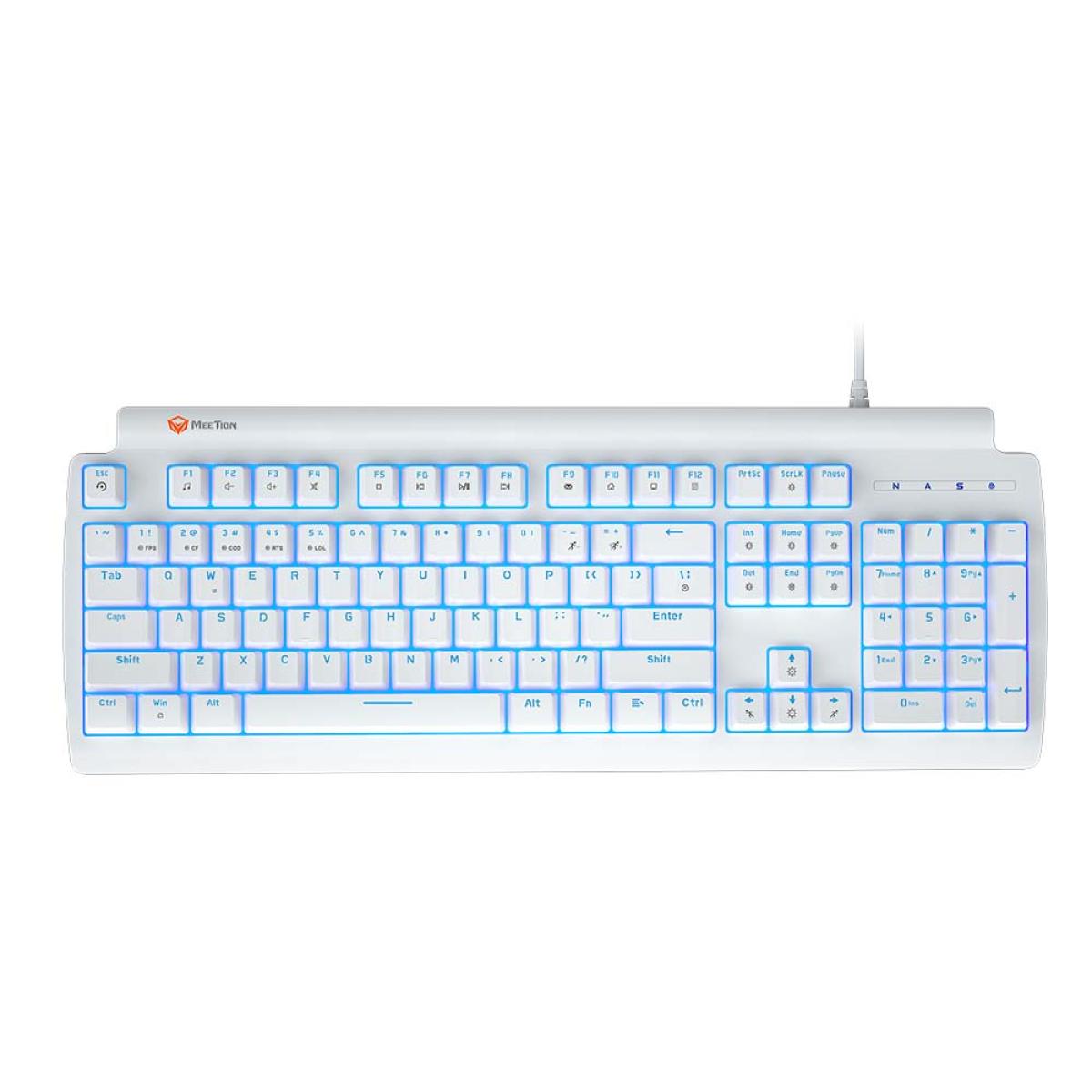 Meetion Blue Switch Olly Go Mechanical Gaming Keyboard - White