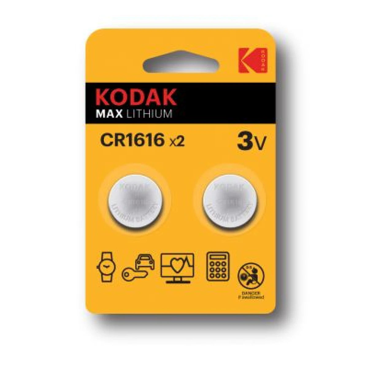 Kodak Lithium Button Cell Batteries 1616 Pack Of 2