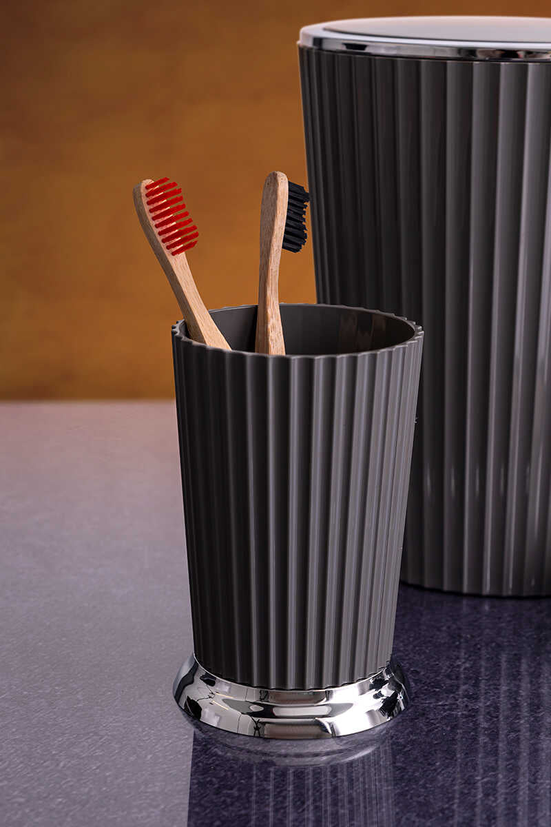 Primanova Nely Toothbrush Holder – Gray, Elegant Turkish Design Primanova Nely Toothbrush Holder – Gray, Elegant Turkish Design