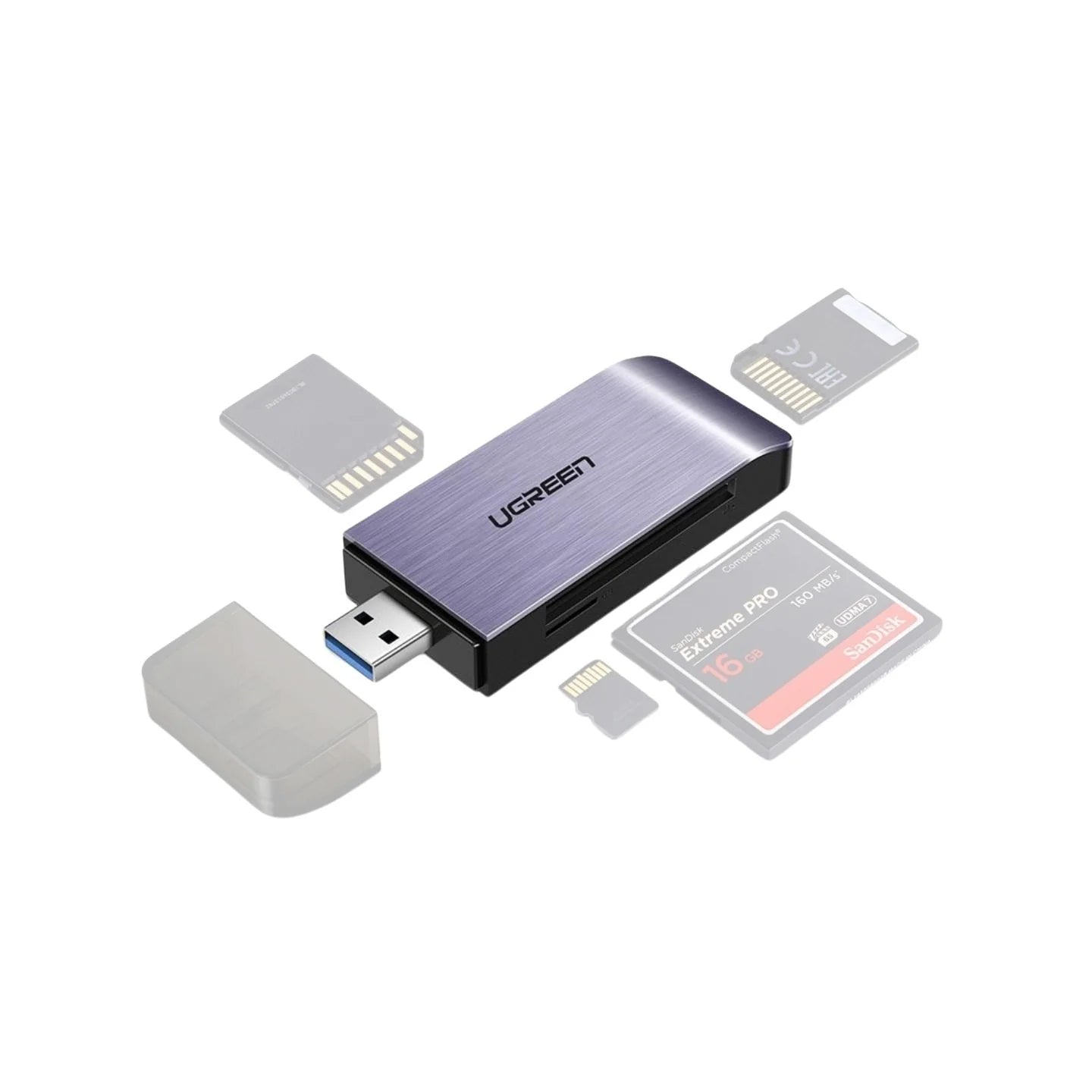 UGREEN قارئ كروت 4 في 1 USB 3.0 – TF/SD/CF/MS بسرعة 5Gbps