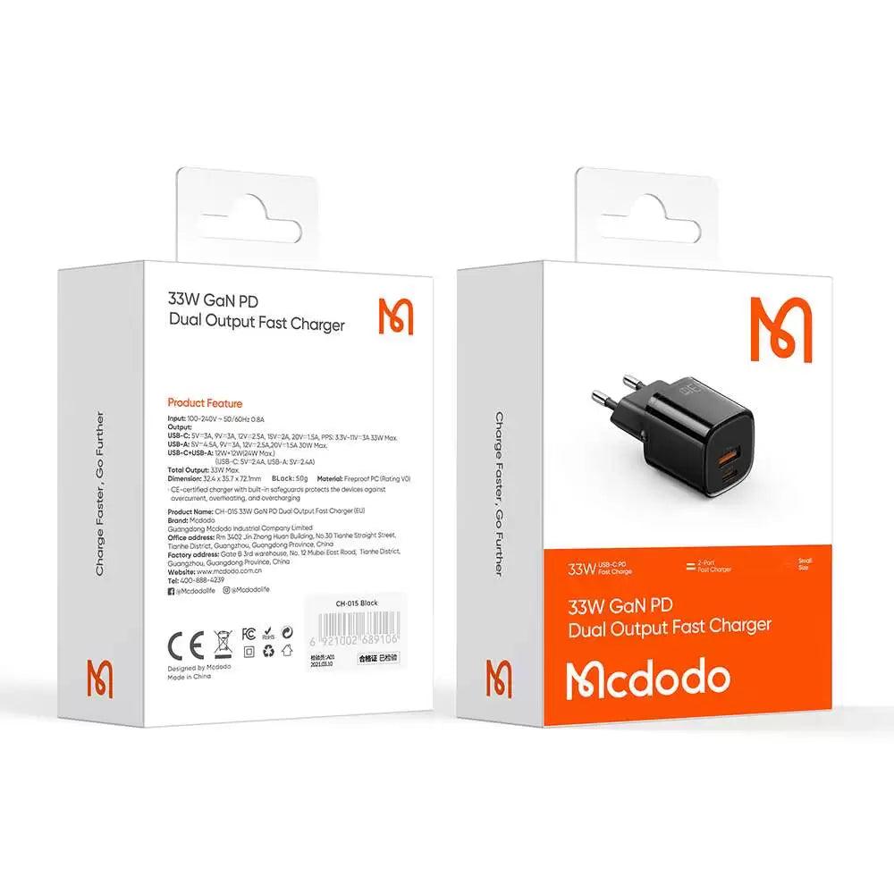 Mcdodo 33W GaN Fast Charger EU Plug USB-C+USB-A