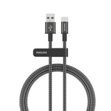 Philips DLC5030A USB-A to USB-C Braided Cable, 1m, 3A, Black