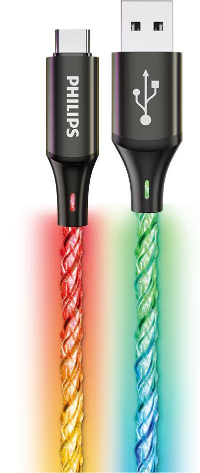 Philips DLC5140A USB-A to USB-C RGB Party Cable, 1.2m, 3A