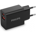 Philips DLP4325AB Dual-Port Wall Charger, USB-C PD 20W & USB-A QC 18W, EU Plug