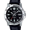 Casio Analog With Date Black Leather Black Dial for Men