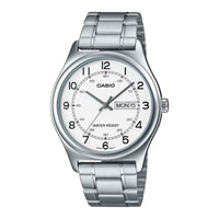 Casio MTP-V006D-7B2 Men's Stainless Steel Easy Reader White Dial Day Date Analog Dress Watch