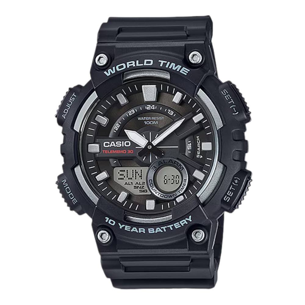 Casio Tele memo Black Rubber Black Dial For Men Casio Tele memo Black Rubber Black Dial For Men