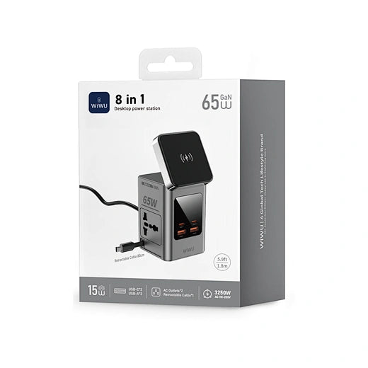 WiWU 65W GaN 10-in-1 Wireless Charger with Cable & Socket Wi-W040