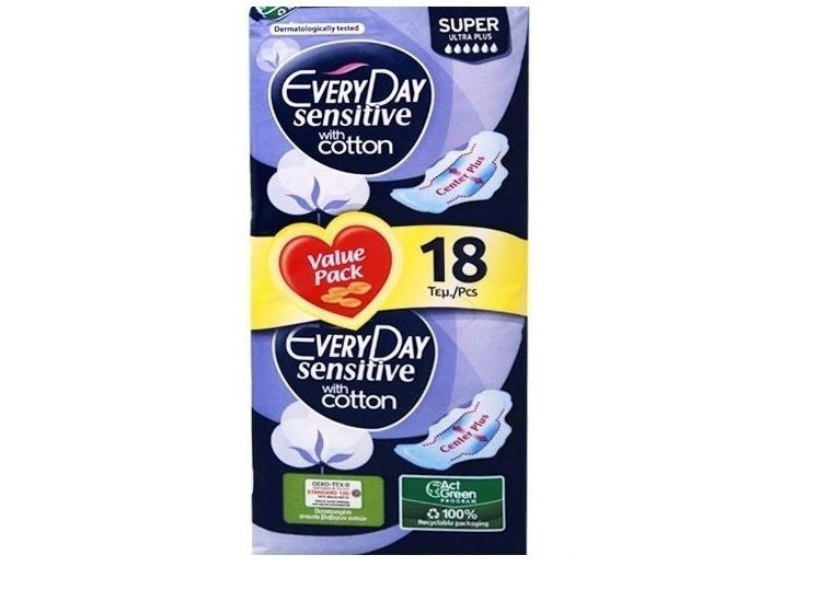 Every Day Sensitive Cotton Pads Super Ultra Plus 18 pcs Every Day Sensitive Cotton Pads Super Ultra Plus 18 pcs