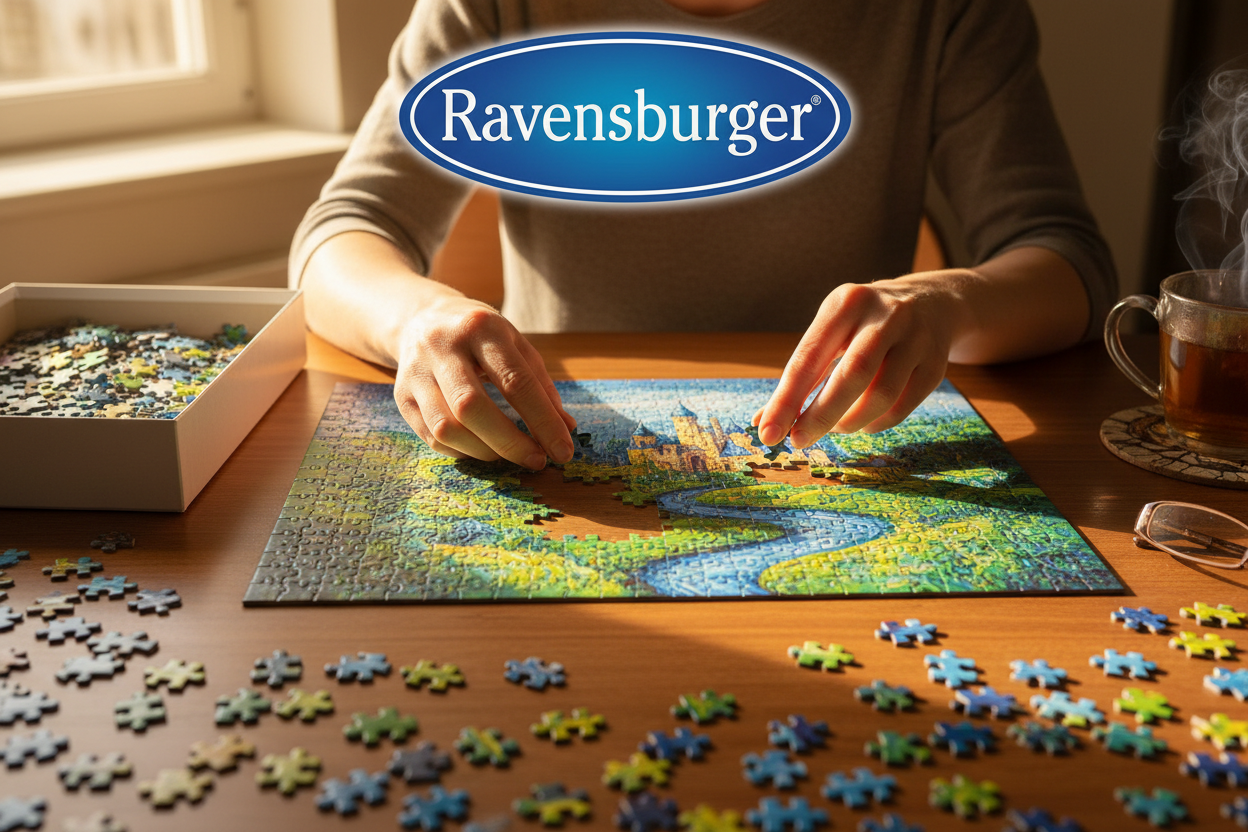 صورة PUZELL وحدا بركبها ممع كتابه فوقها Ravensburger 