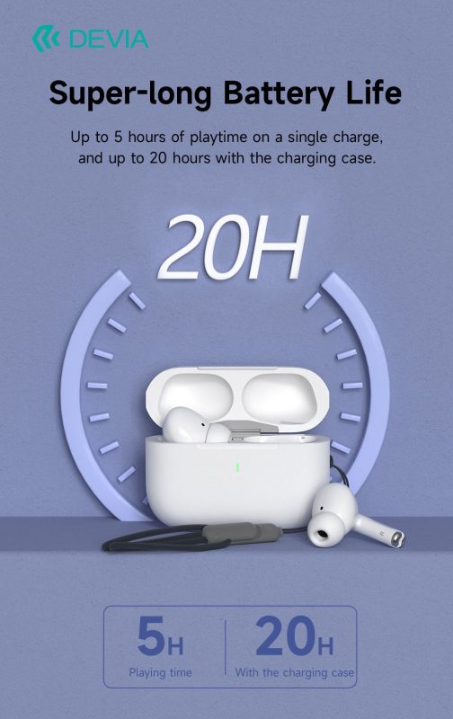 Devia Earbuds Pro2 TWS Earphone Full function version - White Devia Earbuds Pro2 TWS Earphone Full function version - White