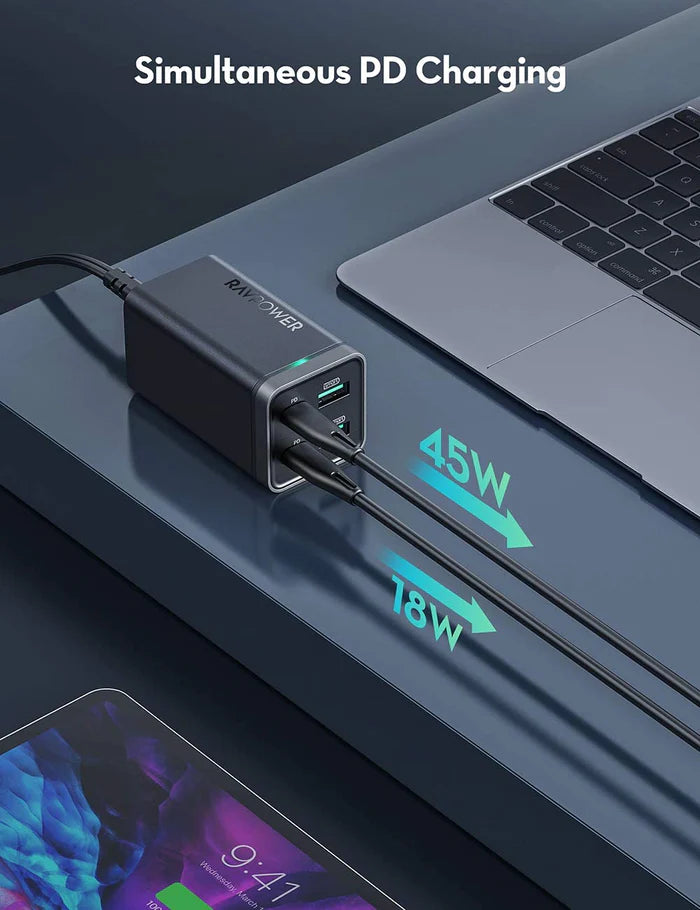 RAVPower 65W 4-Port GaN Tech USB C Desktop Charge