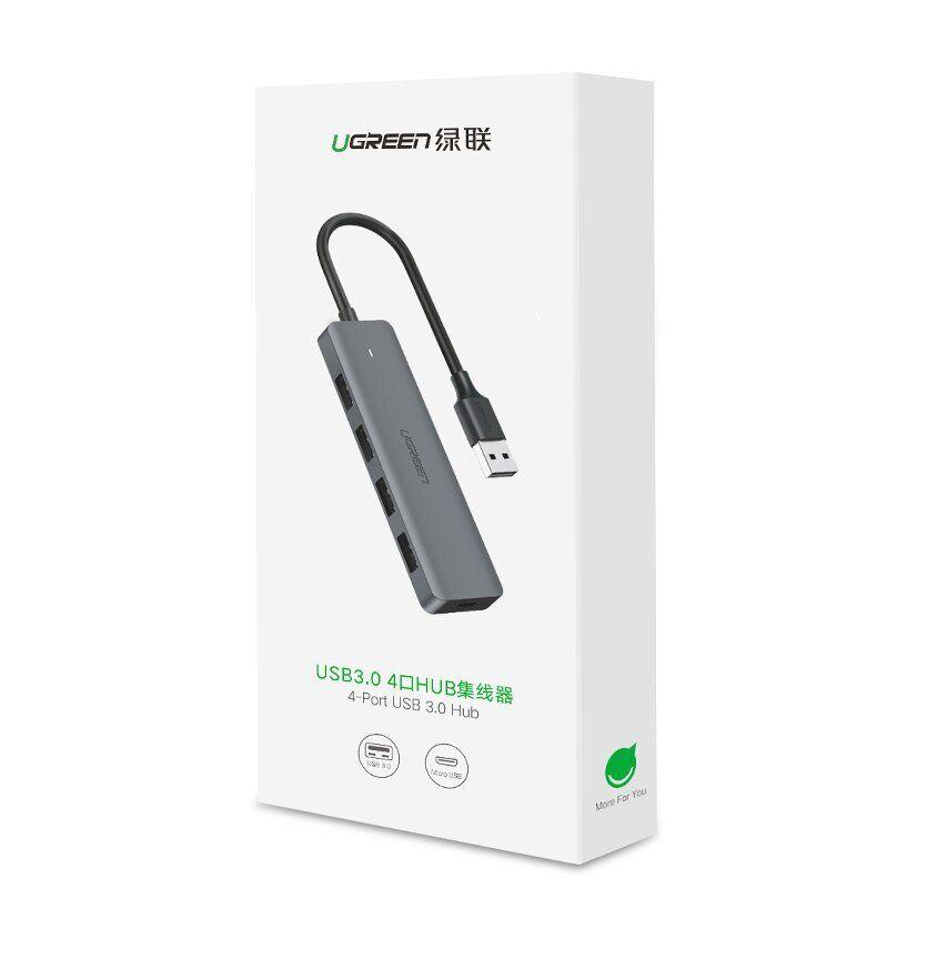  محول يوجرين USB 3.0 بـ 4 منافذ مزود بـ Micro USB غلاف معدني