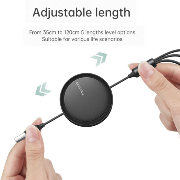 Mcdodo 3 in 1 Retractable Cable 1.2m Fast & Convenient Charging - Black & Green Mcdodo 3 in 1 Retractable Cable 1.2m Fast & Convenient Charging - Black & Green