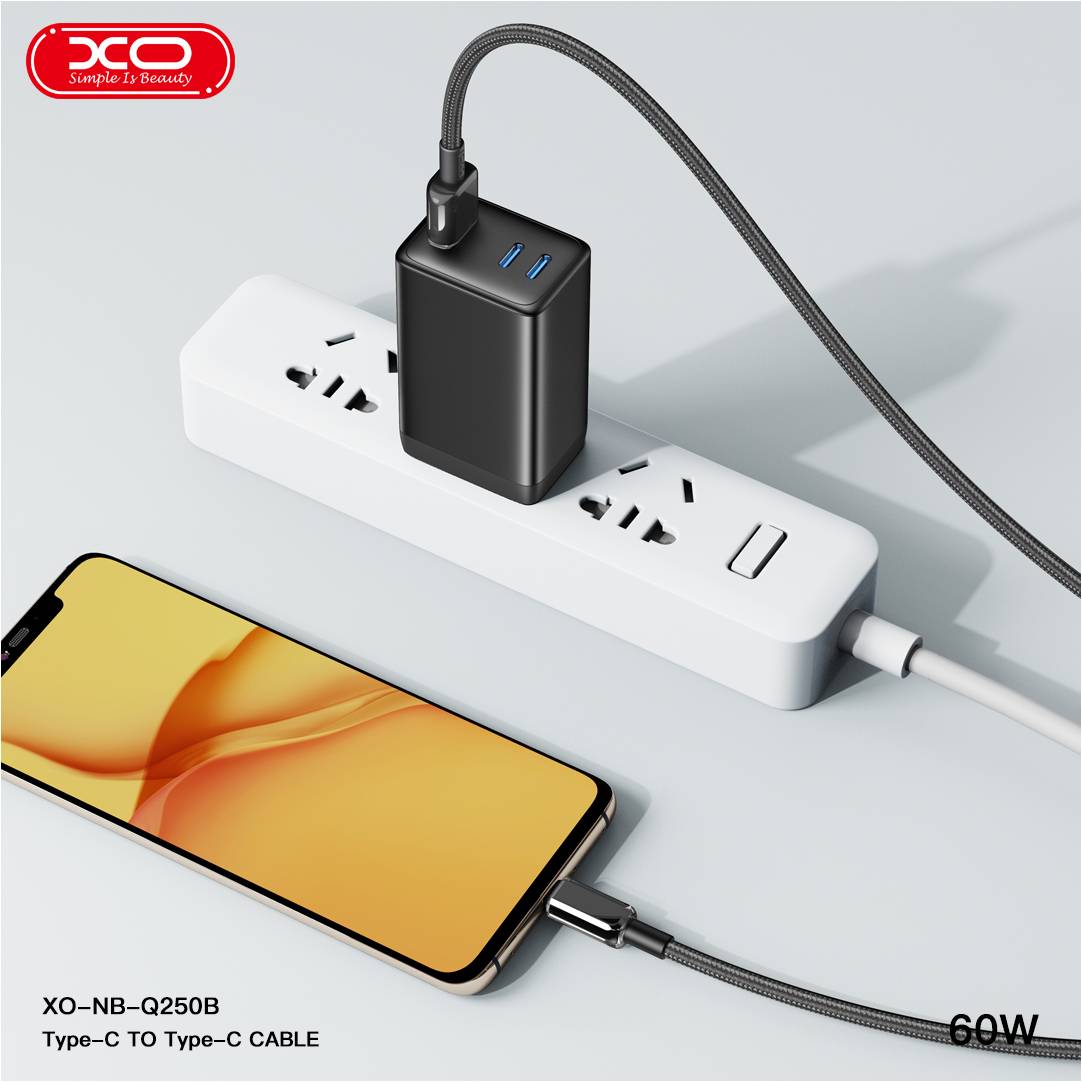 XO NB-Q250 Cable 60W PD – USB-C to USB-C Fast Charging XO NB-Q250 Cable 60W PD – USB-C to USB-C Fast Charging