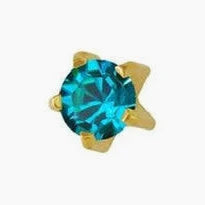 Studex Gold Plated 3mm Blue Zircon Crystal Ear Stud