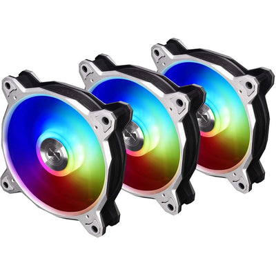 مروحة LIAN LI Bora Digital Series RGB 120mm ARGB LED PWM، عبوة من 3 مراوح - (ألوان فضية أو سوداء أو رمادية)