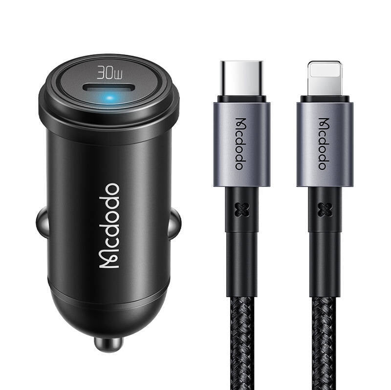 Mcdodo car charger USB-C 30W & USB-C to Lightning cable - Black