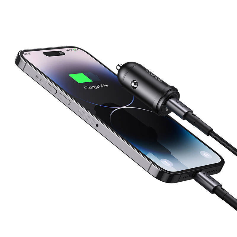 Mcdodo 30W USB C Car Charger with USB C to Lightning Cable - Black Mcdodo 30W USB C Car Charger with USB C to Lightning Cable - Black
