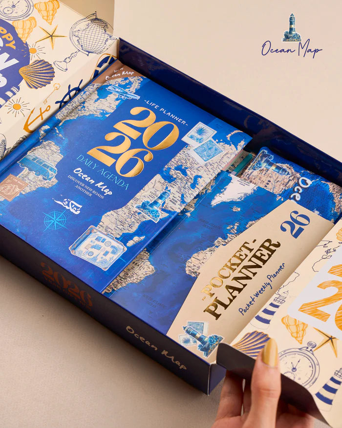 Mofkera Agenda Gift Set 2026 - Ocean Map Mofkera Agenda Gift Set 2026 - Ocean Map