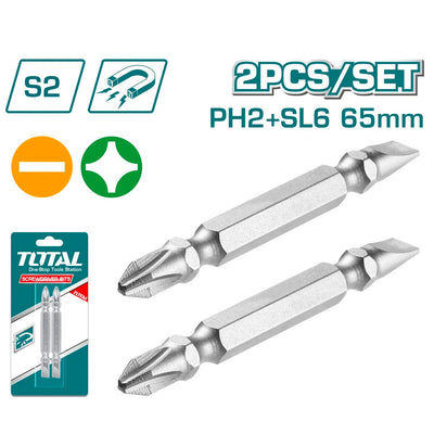 TOTAL 2 Pieces Star Screwdriver Bits Set , 65 Mm Magnetic Tip (TAC16HL234)