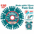 TOTAL Dry Diamond Cutting Disc Φ-130mm X 20mm | Blade Width: 12mm (TAC2111301)