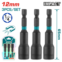 TOTAL 3 Pcs impact magnetic nut set 12mm (TAC271231)