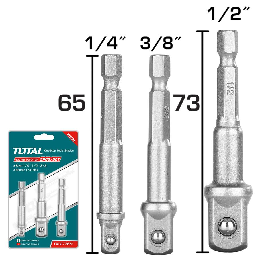TOTAL Drill Box Socket Set 1/2+3/8+1/4 (TAC273651) TOTAL Drill Box Socket Set 1/2+3/8+1/4 (TAC273651)